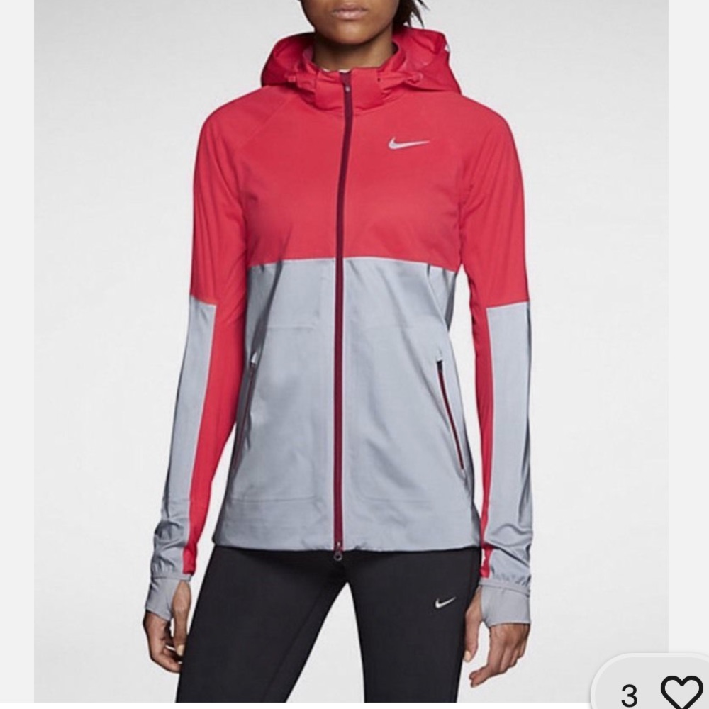 Nike Running Two-Tone Red and Gray Reflective Windbreaker